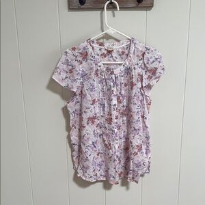 Lucky Brand Pink and Purple Ruffled Blouse